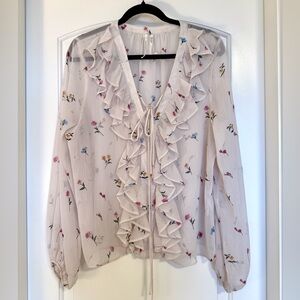 Anthropologie Floral Ruffle Victorian Romantic Blouse size Large